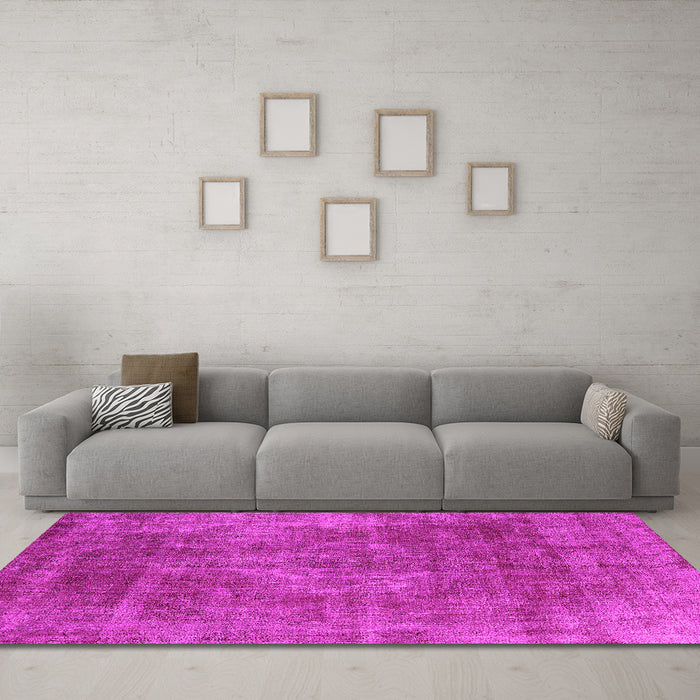 Machine Washable Oriental Pink Industrial Rug in a Living Room, wshurb1843pnk