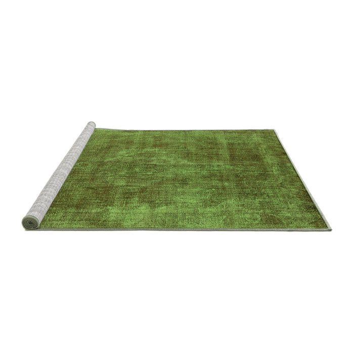 Sideview of Machine Washable Oriental Green Industrial Area Rugs, wshurb1843grn