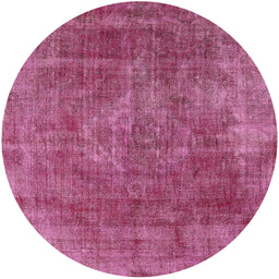 Round Mid-Century Modern Dark Hot Pink Oriental Rug, urb1843