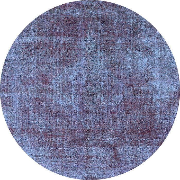 Round Oriental Light Blue Industrial Rug, urb1843lblu