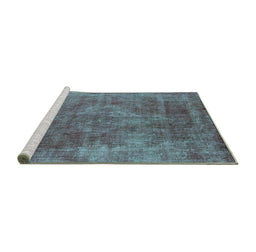Sideview of Machine Washable Oriental Turquoise Industrial Area Rugs, wshurb1843turq