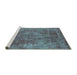 Sideview of Machine Washable Oriental Turquoise Industrial Area Rugs, wshurb1843turq
