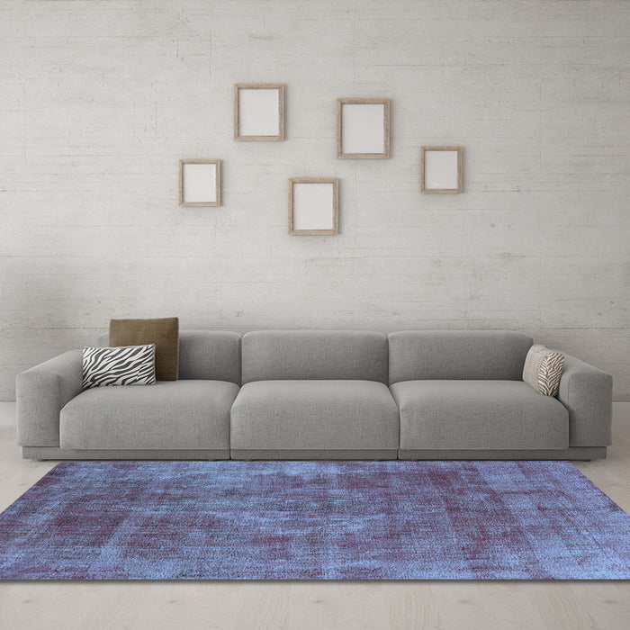 Machine Washable Oriental Light Blue Industrial Rug in a Living Room, wshurb1843lblu