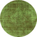 Round Oriental Green Industrial Rug, urb1843grn