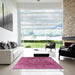 Square Mid-Century Modern Dark Hot Pink Oriental Rug in a Living Room, urb1843