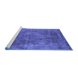 Sideview of Machine Washable Oriental Blue Industrial Rug, wshurb1843blu