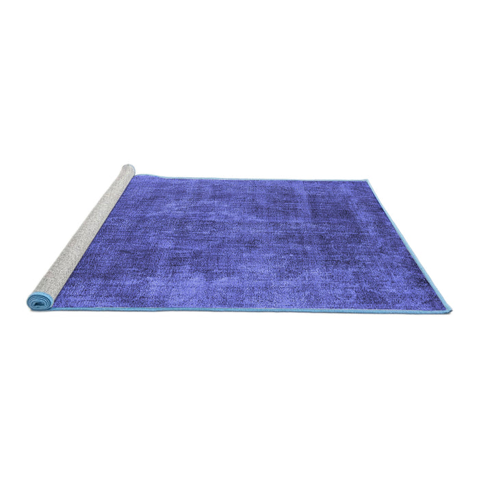 Sideview of Machine Washable Oriental Blue Industrial Rug, wshurb1843blu