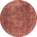 Round Oriental Brown Industrial Rug, urb1843brn