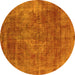 Round Oriental Yellow Industrial Rug, urb1843yw