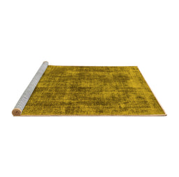 Sideview of Machine Washable Oriental Yellow Industrial Rug, wshurb1844yw