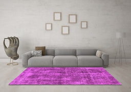Machine Washable Oriental Pink Industrial Rug in a Living Room, wshurb1844pnk