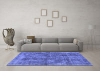 Machine Washable Oriental Blue Industrial Rug, wshurb1844blu