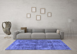 Machine Washable Oriental Blue Industrial Rug in a Living Room, wshurb1844blu