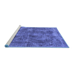 Sideview of Machine Washable Oriental Blue Industrial Rug, wshurb1844blu