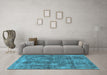 Machine Washable Oriental Light Blue Industrial Rug in a Living Room, wshurb1844lblu