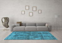 Machine Washable Oriental Light Blue Industrial Rug, wshurb1844lblu