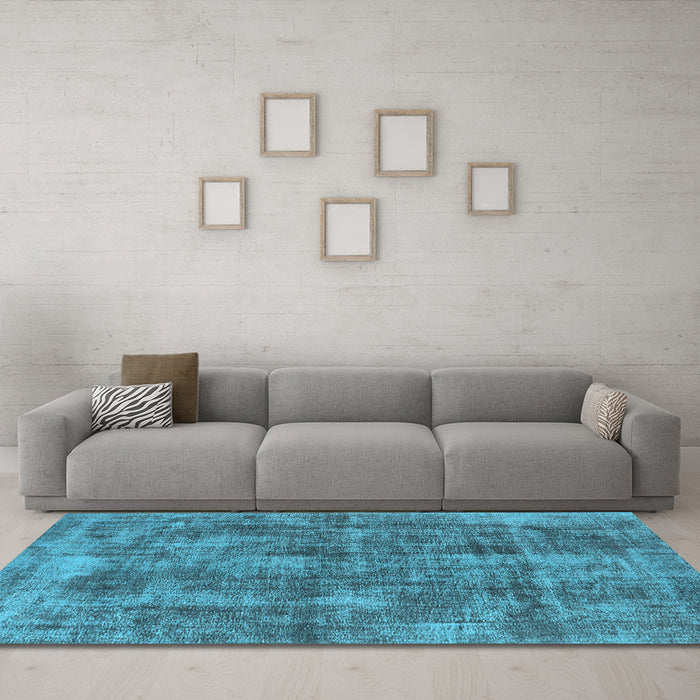 Machine Washable Oriental Light Blue Industrial Rug in a Living Room, wshurb1844lblu