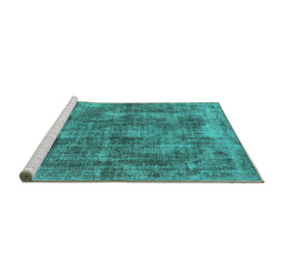 Sideview of Machine Washable Oriental Turquoise Industrial Area Rugs, wshurb1844turq