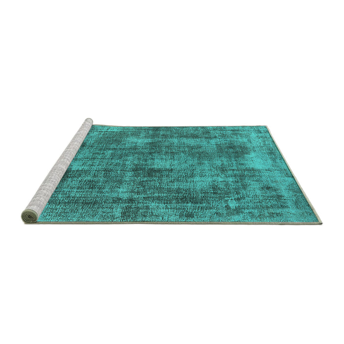 Sideview of Machine Washable Oriental Turquoise Industrial Area Rugs, wshurb1844turq