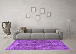Machine Washable Oriental Purple Industrial Area Rugs in a Living Room, wshurb1844pur