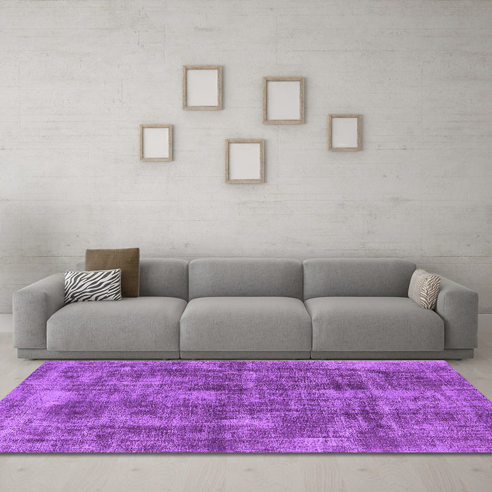 Machine Washable Oriental Purple Industrial Area Rugs in a Living Room, wshurb1844pur