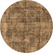 Round Machine Washable Oriental Brown Industrial Rug, wshurb1844brn