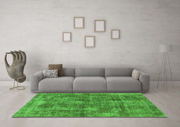 Machine Washable Oriental Green Industrial Area Rugs in a Living Room,, wshurb1844grn