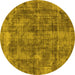 Round Machine Washable Oriental Yellow Industrial Rug, wshurb1844yw