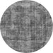 Round Oriental Gray Industrial Rug, urb1844gry