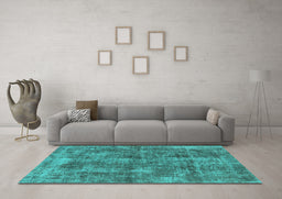 Machine Washable Oriental Turquoise Industrial Area Rugs in a Living Room,, wshurb1844turq