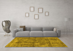 Machine Washable Oriental Yellow Industrial Rug in a Living Room, wshurb1844yw