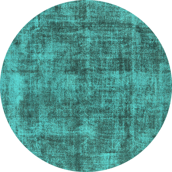 Round Oriental Turquoise Industrial Rug, urb1844turq