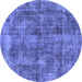 Round Oriental Blue Industrial Rug, urb1844blu