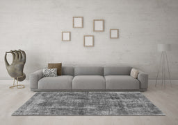 Machine Washable Oriental Gray Industrial Rug in a Living Room,, wshurb1844gry