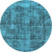 Round Oriental Light Blue Industrial Rug, urb1844lblu