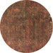 Round Machine Washable Oriental Brown Industrial Rug, wshurb1845brn