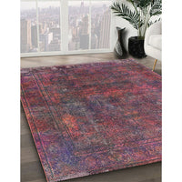 Mid-Century Modern Dark Raspberry Purple Oriental Rug, urb1845