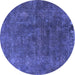 Round Oriental Blue Industrial Rug, urb1845blu