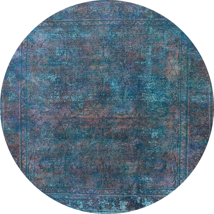 Round Oriental Light Blue Industrial Rug, urb1845lblu