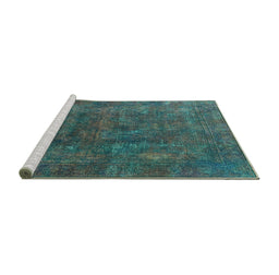 Sideview of Machine Washable Oriental Turquoise Industrial Area Rugs, wshurb1845turq