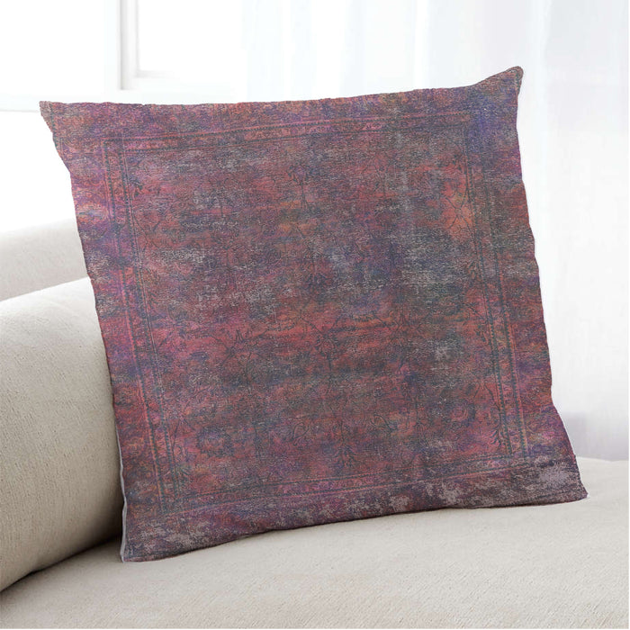 Lifestyle Image of Mid-Century Modern Urban Square Dark Raspberry Purple Throw Pillow, 18 inch by 18 inch, pwurb1845