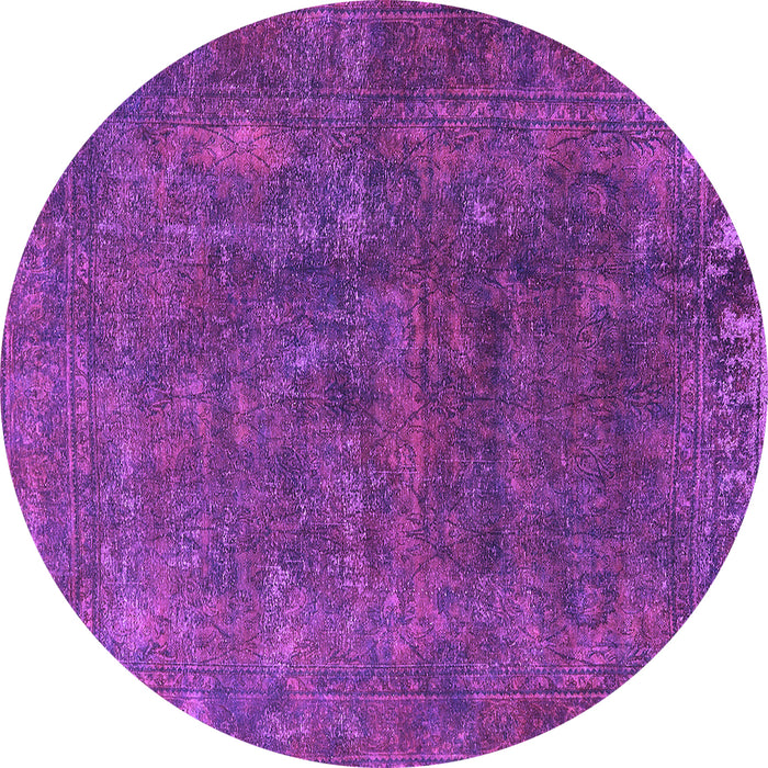 Round Machine Washable Oriental Purple Industrial Area Rugs, wshurb1845pur
