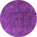 Round Machine Washable Oriental Purple Industrial Area Rugs, wshurb1845pur