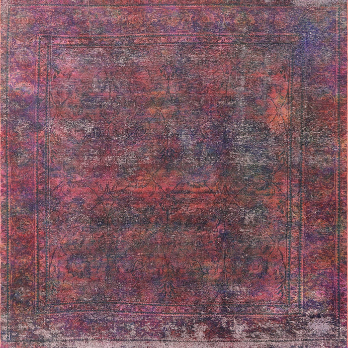Square Machine Washable Industrial Modern Dark Raspberry Purple Rug, wshurb1845