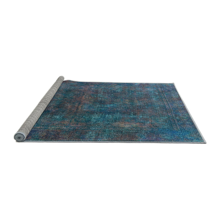 Sideview of Machine Washable Oriental Light Blue Industrial Rug, wshurb1845lblu