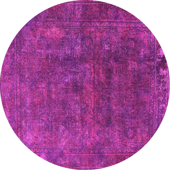 Round Machine Washable Oriental Pink Industrial Rug, wshurb1845pnk