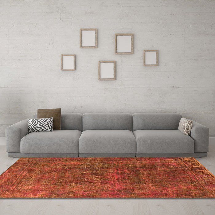 Machine Washable Oriental Orange Industrial Area Rugs in a Living Room, wshurb1845org