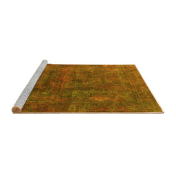 Sideview of Machine Washable Oriental Yellow Industrial Rug, wshurb1845yw