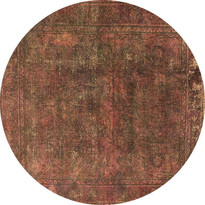 Round Oriental Brown Industrial Rug, urb1845brn