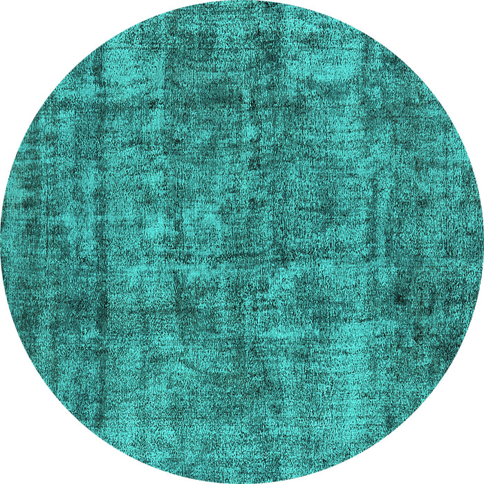 Round Machine Washable Oriental Turquoise Industrial Area Rugs, wshurb1846turq